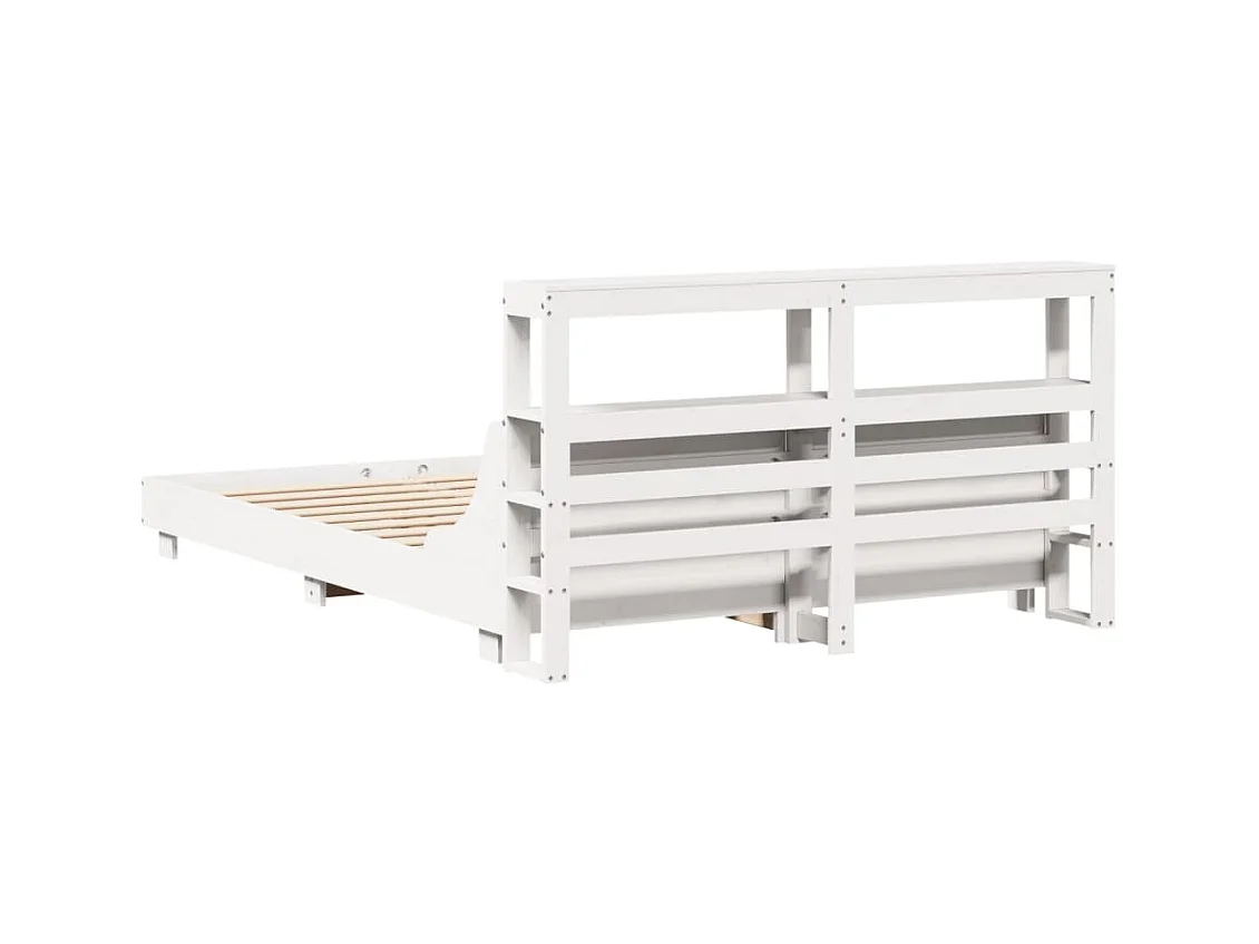 Cadre de lit sans matelas blanc 140x190 cm bois de pin massif