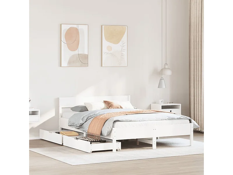 Cadre de lit sans matelas blanc 120x200 cm bois de pin massif