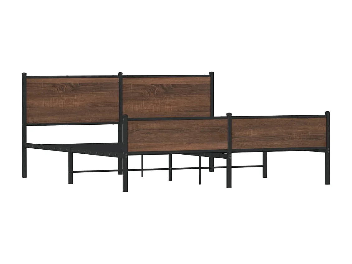 Estructura de cama sin colchón metal marrón roble 160x200 cm