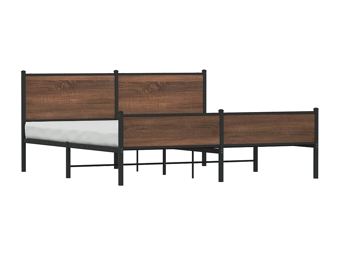Estructura de cama sin colchón metal marrón roble 160x200 cm
