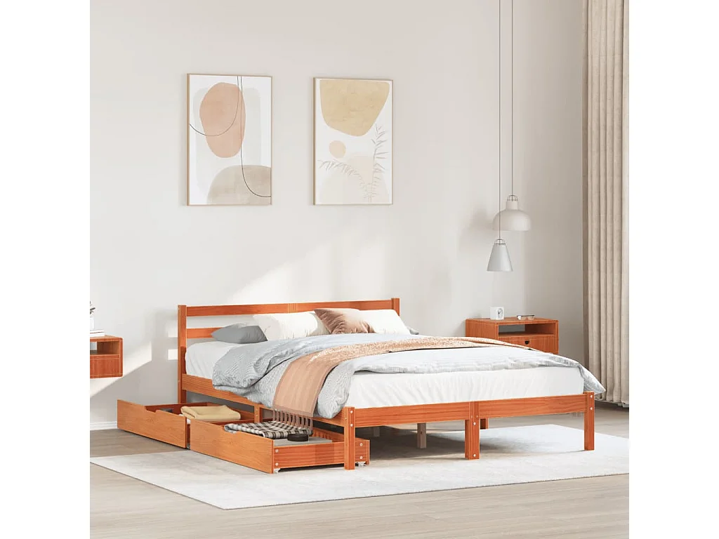 Estructura de cama sin colchón madera maciza marrón 120x190 cm