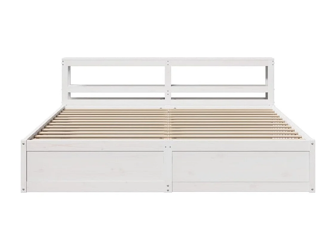 Cadre de lit et tête de lit blanc 180x200 cm bois de pin massif