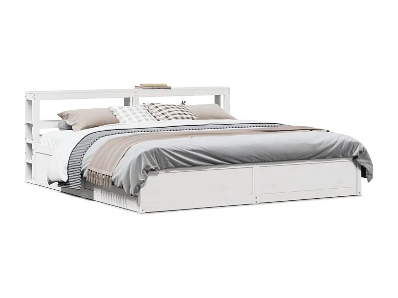 Estrutura de cama com cabeceira 180x200cm pinho maciço branco