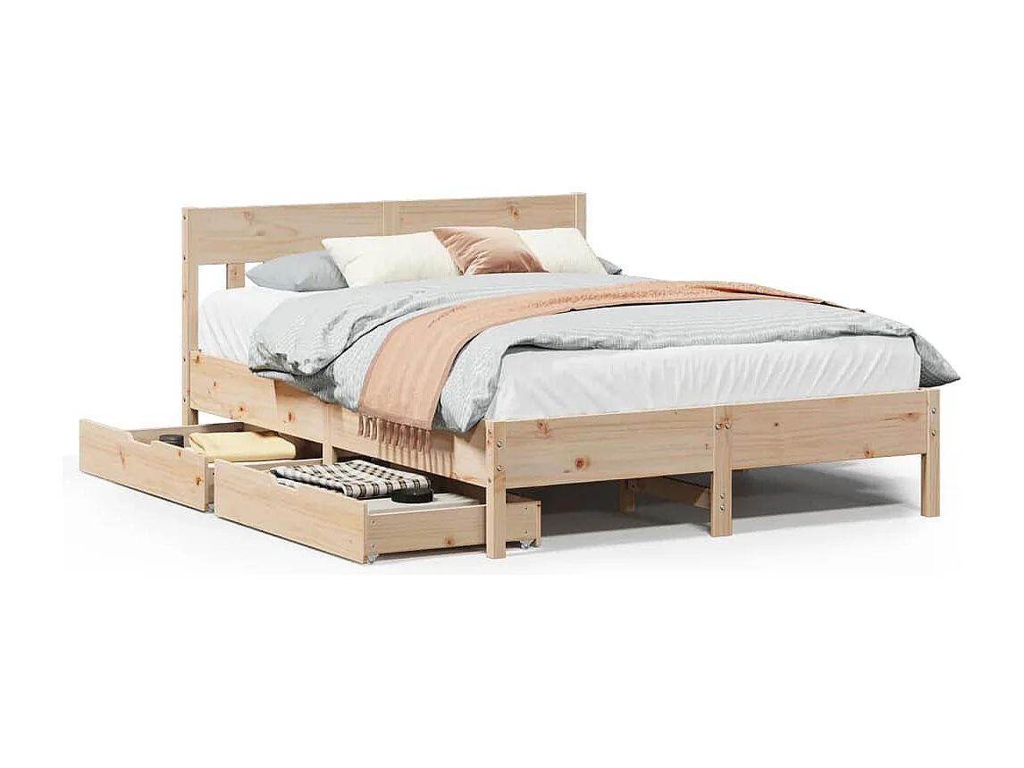 Estructura de cama sin colchón madera de pino blanca 140x200 cm