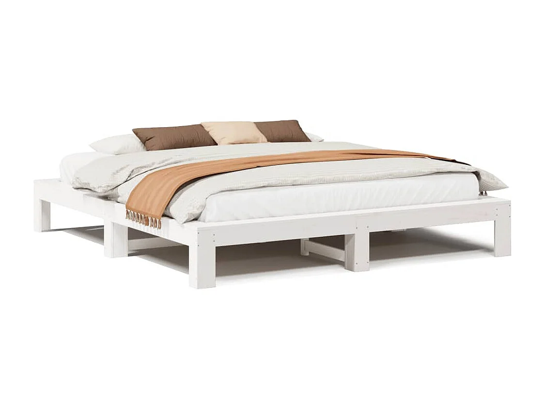 Estructura de cama sin colchón madera maciza blanca 200x200 cm