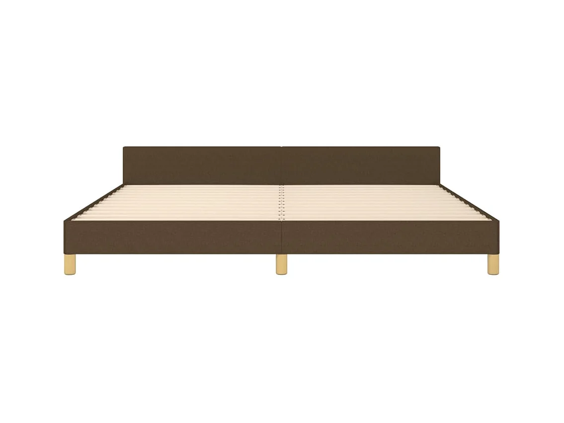 Cadre de lit avec tête de lit Marron foncé 200x200 cm Tissu