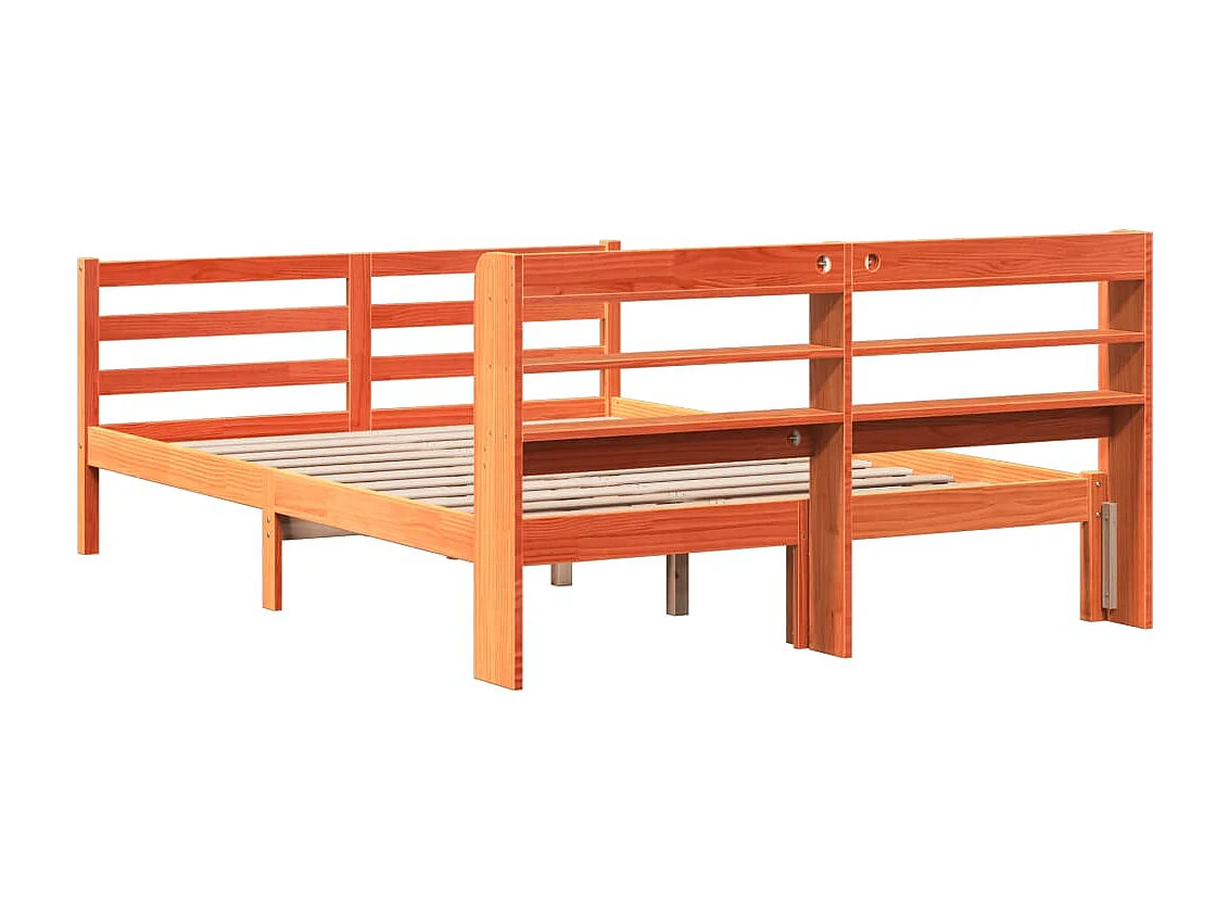 Cadre de lit sans matelas cire marron 150x200cm bois pin massif