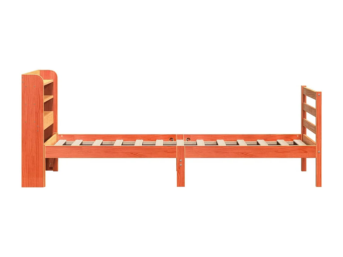 Cama sin colchón madera maciza de pino marrón cera 100x200 cm