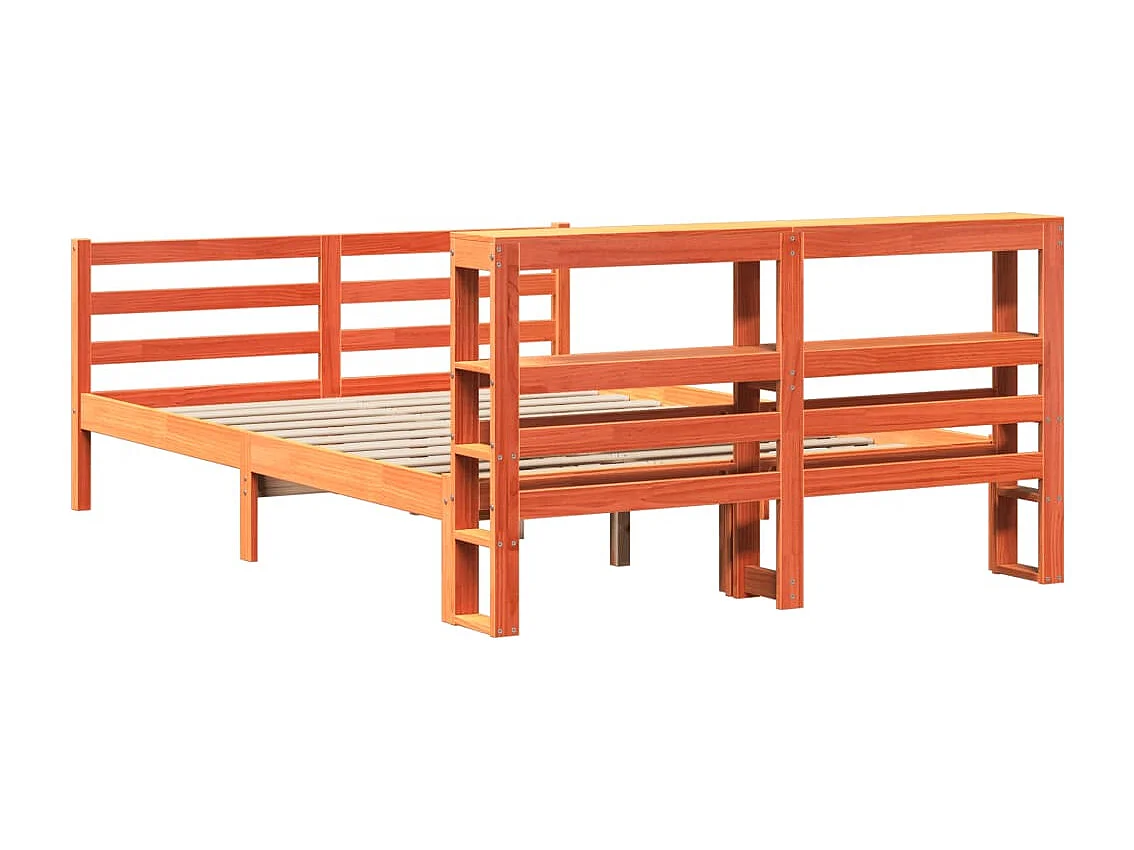 Cadre de lit sans matelas cire marron 140x190cm bois pin massif