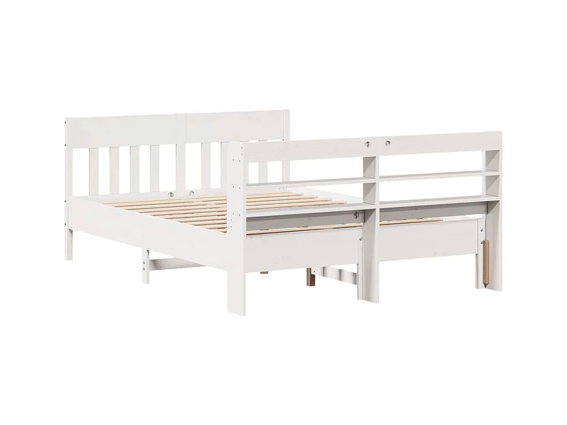 Cadre de lit sans matelas blanc 120x200 cm bois de pin massif
