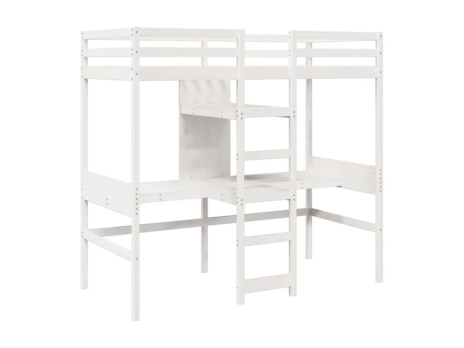 Cama alta sin colchón madera maciza de pino blanco 90x190 cm