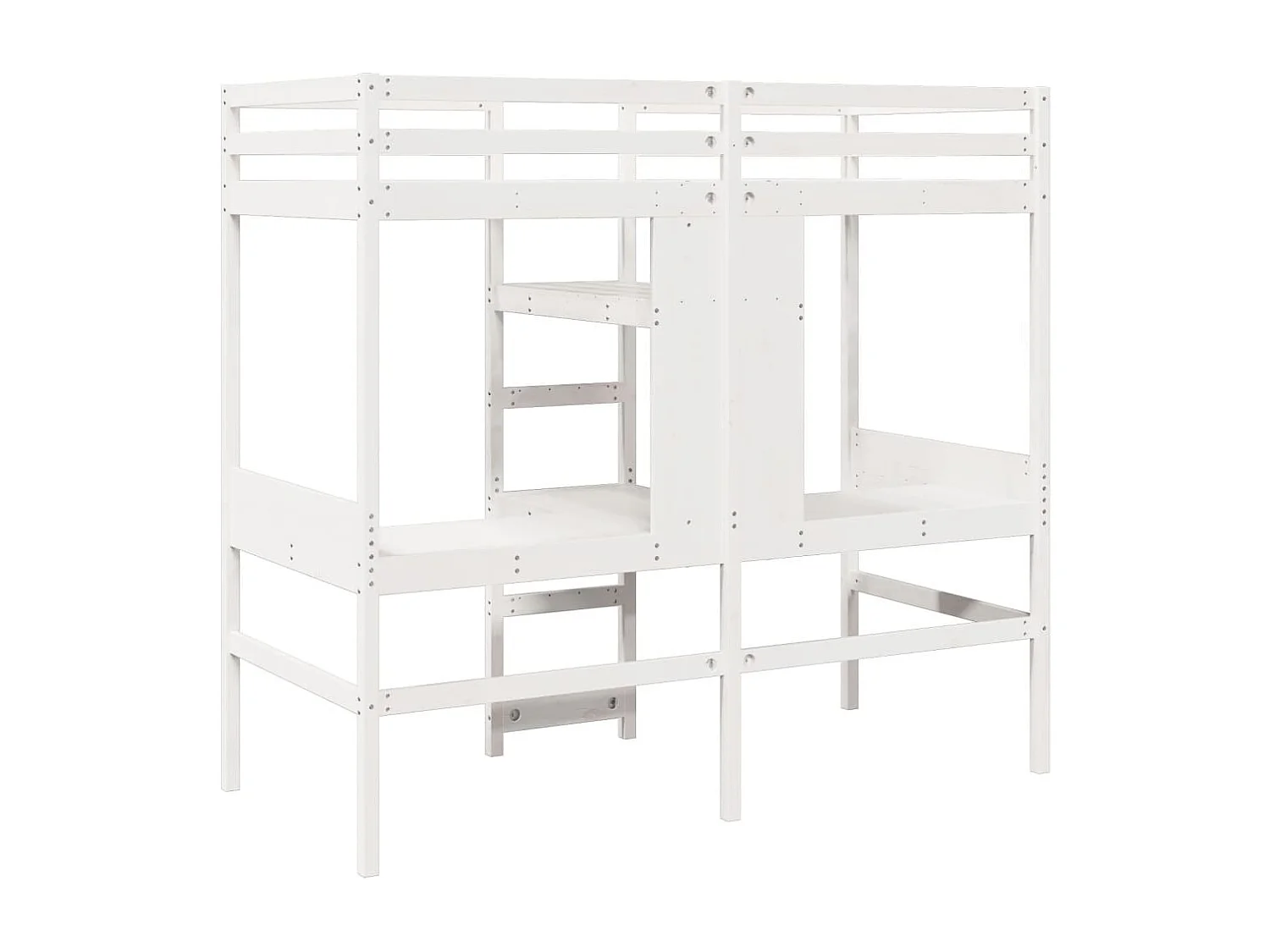 Cama alta sin colchón madera maciza de pino blanco 90x190 cm