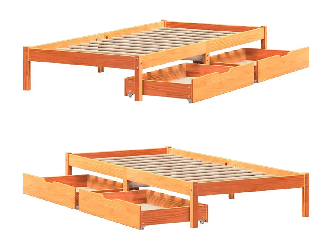Estructura de cama sin colchón madera maciza marrón 75x190 cm
