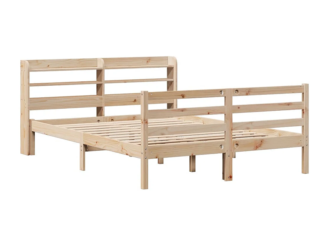 Estructura de cama con cabecero madera de pino blanco 150x200cm