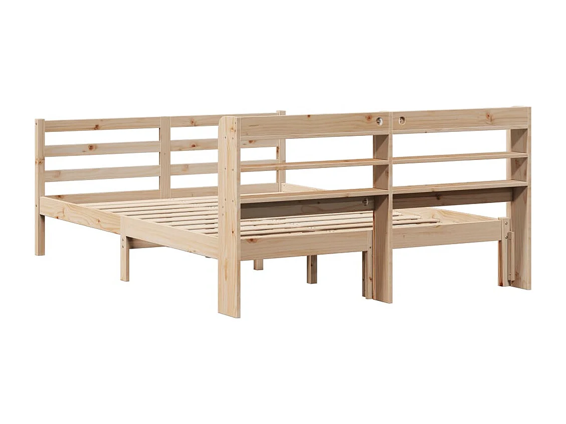 Estructura de cama con cabecero madera de pino blanco 150x200cm