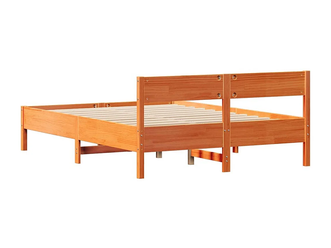 Cadre de lit sans matelas cire marron 120x190cm bois pin massif