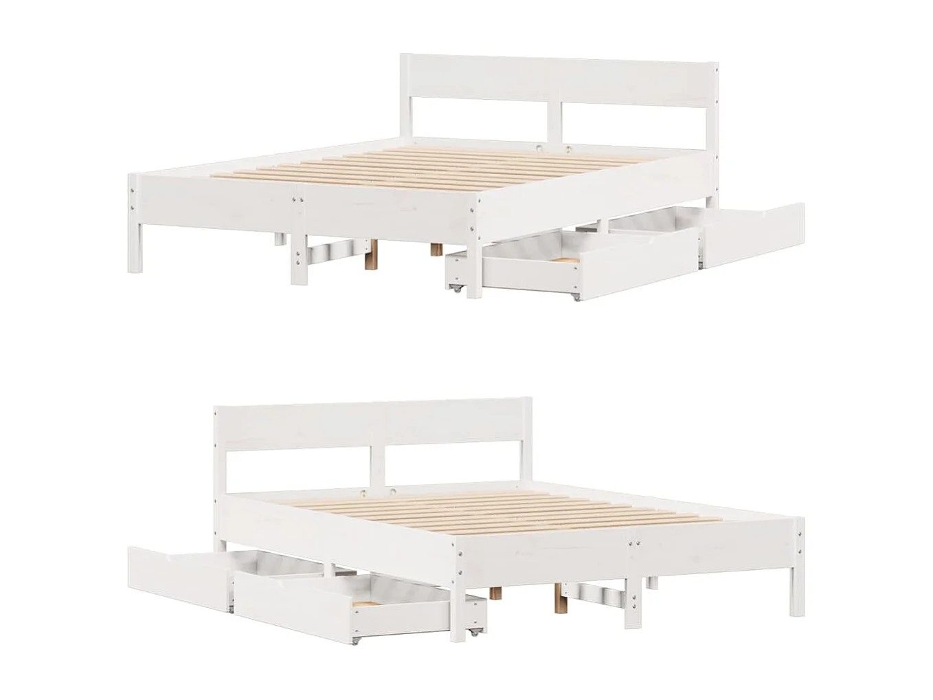 Estructura de cama sin colchón madera de pino blanco 135x190 cm