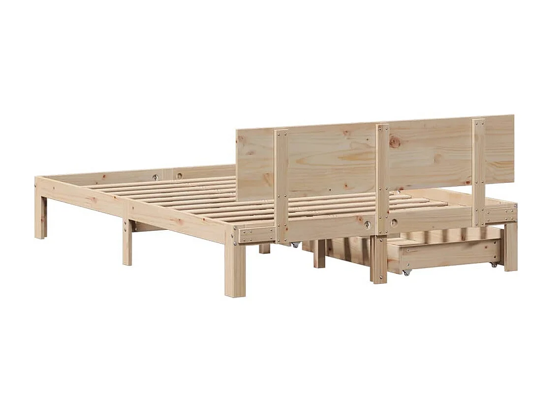 Estrutura de cama c/ gavetas 150x200 cm madeira de pinho maciça