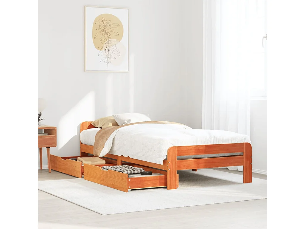 Estructura de cama sin colchón madera maciza marrón 75x190 cm
