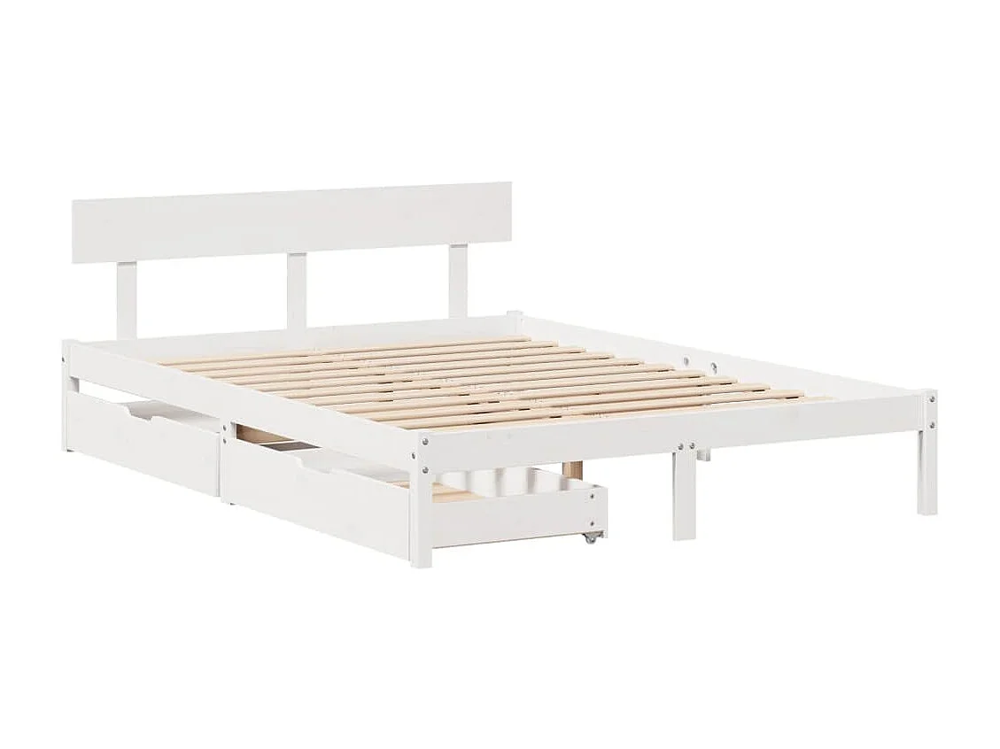 Cama sem colchão 120x200 cm madeira de pinho maciça branco