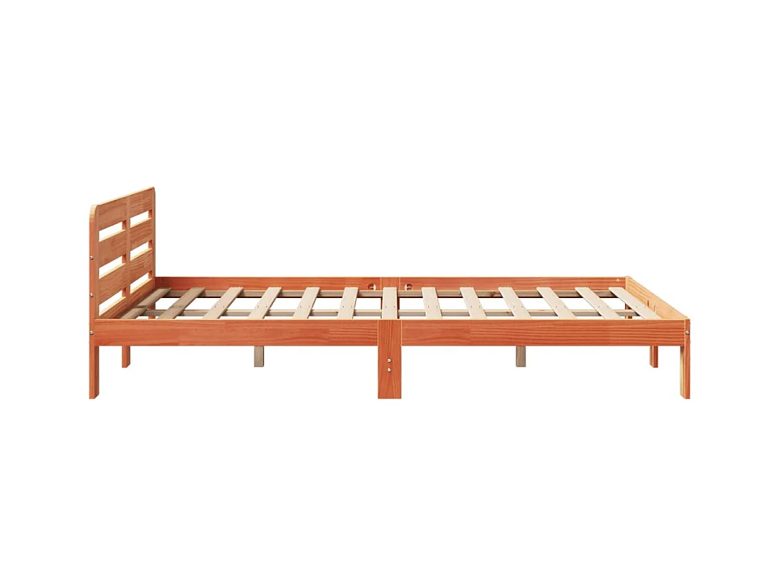 Cama sem colchão 140x200 cm madeira pinho maciça castanho-mel