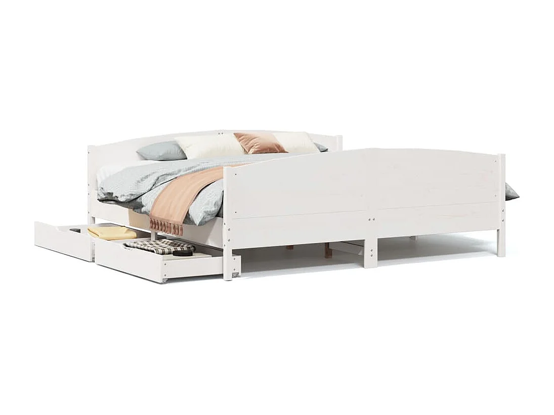 Cama sem colchão 160x200 cm madeira de pinho maciça branco