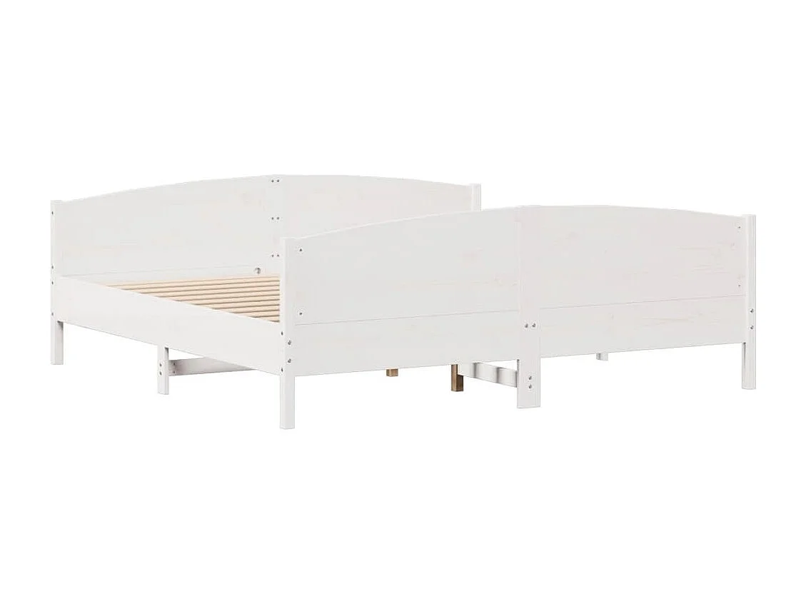 Cama sem colchão 160x200 cm madeira de pinho maciça branco