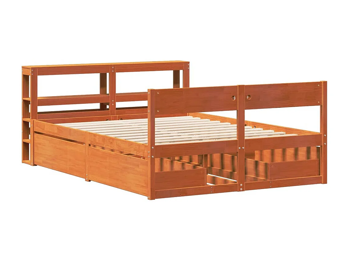 Estructura de cama sin colchón madera maciza marrón 135x190 cm