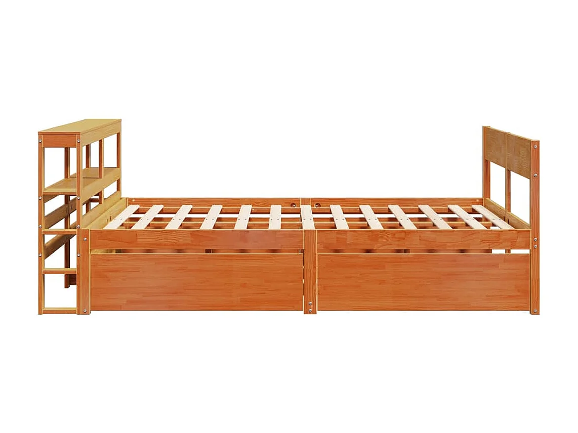 Estructura de cama sin colchón madera maciza marrón 135x190 cm