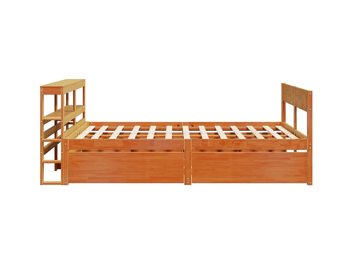 Estructura de cama sin colchón madera maciza marrón 135x190 cm