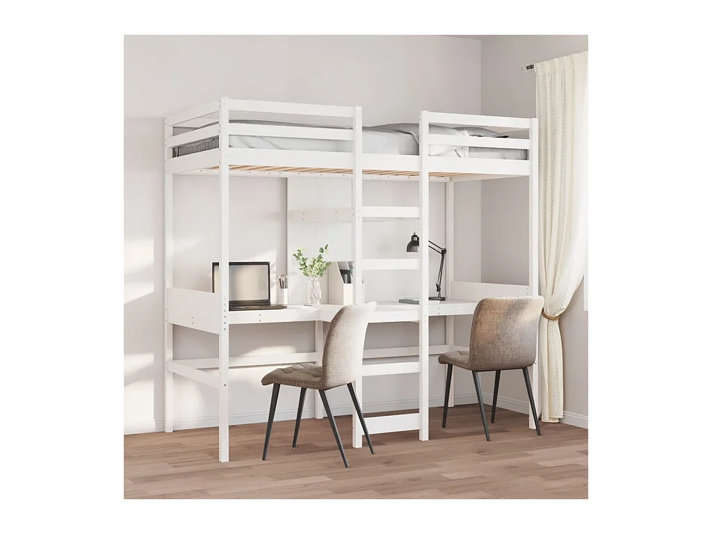 Cadre de lit superposé sans matelas blanc 80x200 cm pin massif