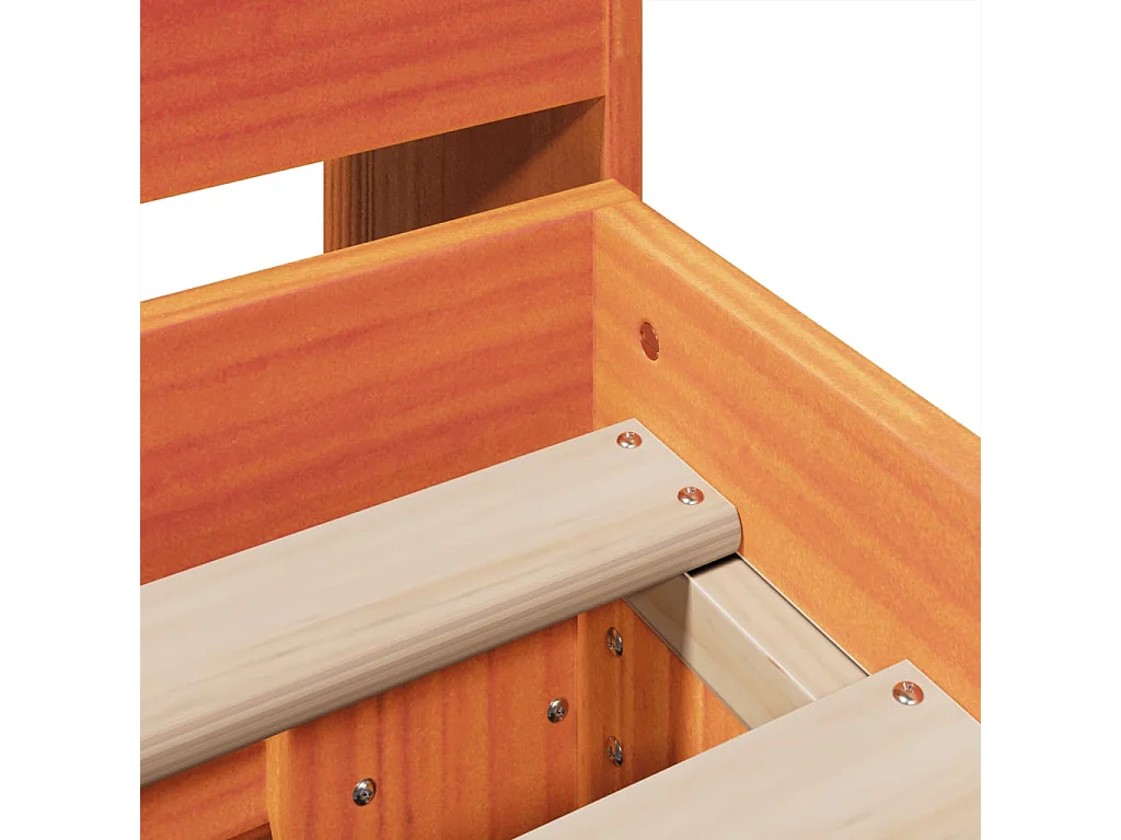 Cama sin colchón madera maciza de pino marrón cera 200x200 cm