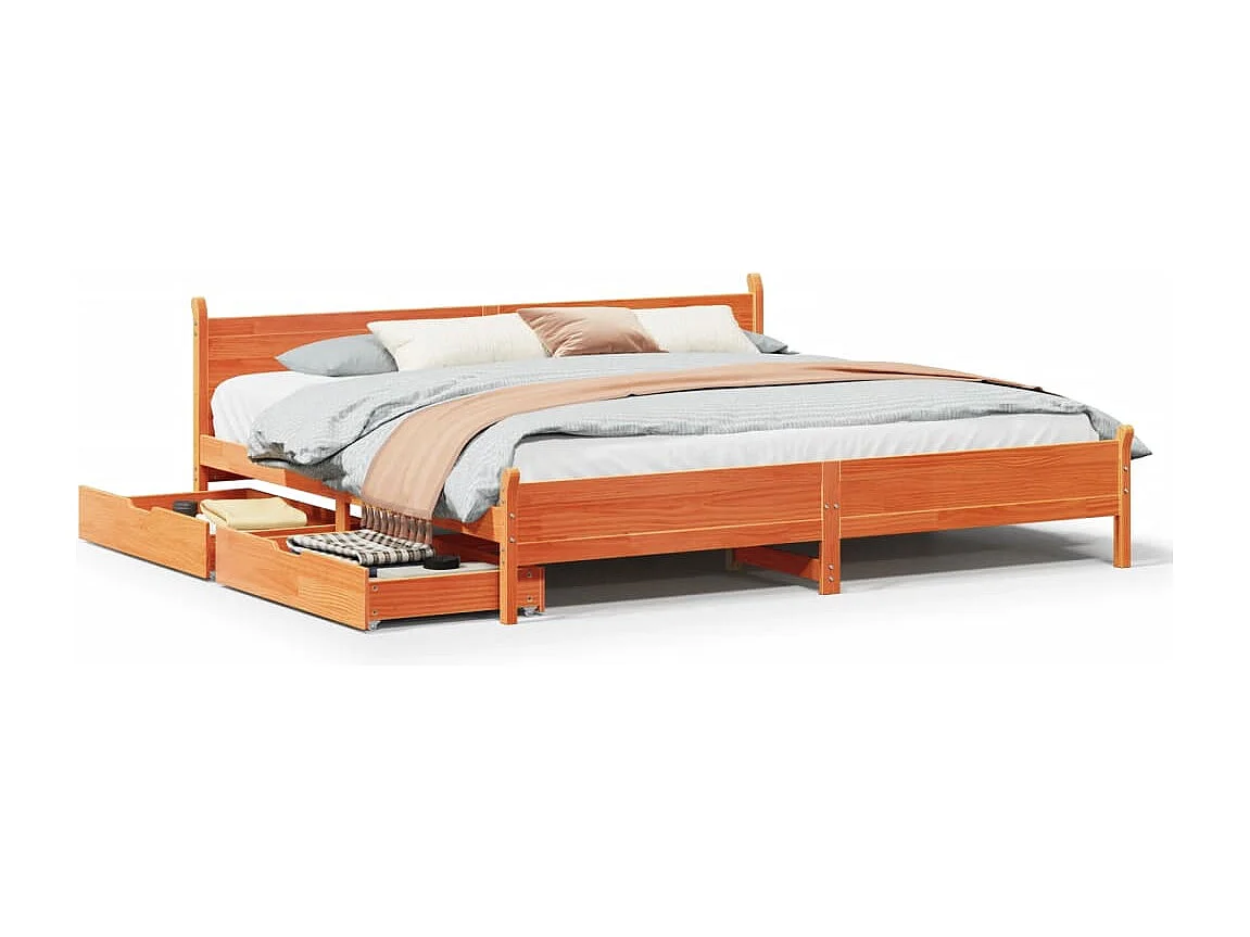 Cama sin colchón madera maciza de pino blanca 180x200 cm