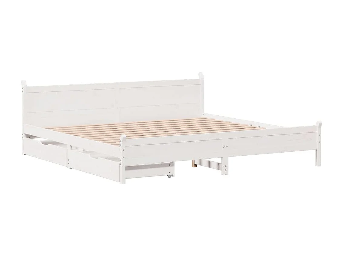 Cama sin colchón madera maciza de pino blanca 180x200 cm