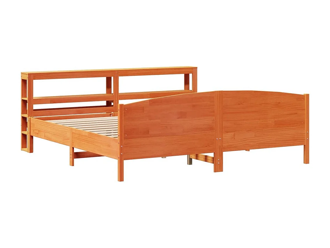 Cadre de lit sans matelas cire marron 200x200cm bois pin massif