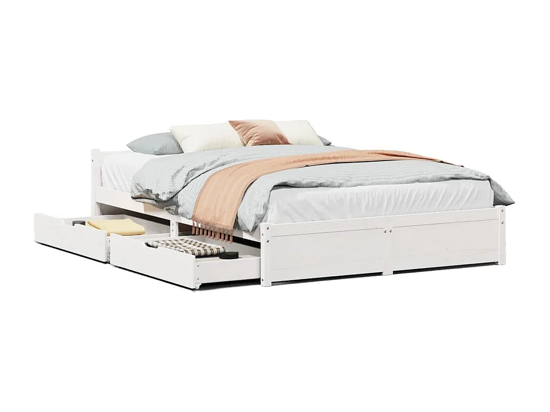 Cama sem colchão 135x190 cm madeira de pinho maciça branco