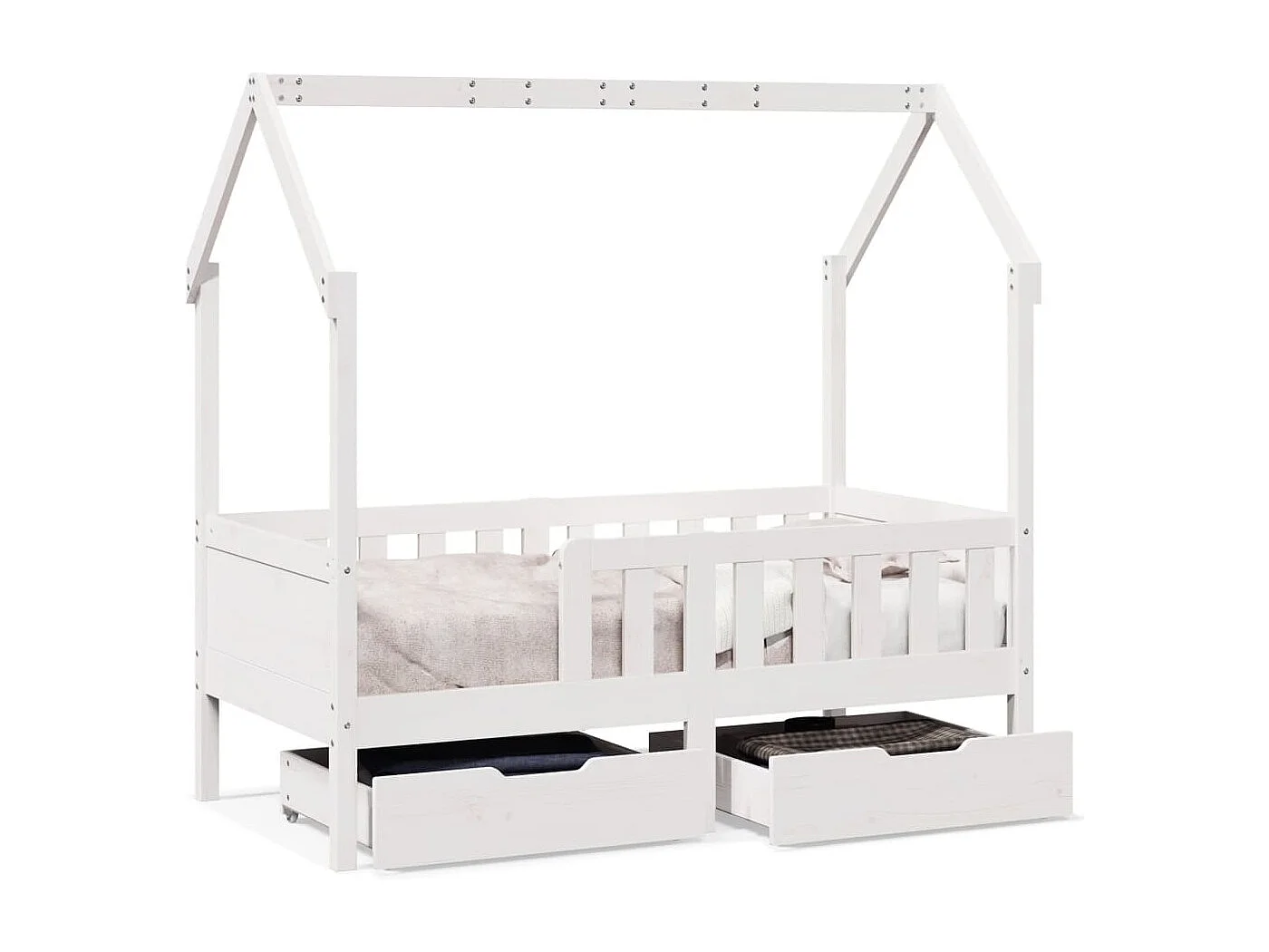 Cadre de lit pour enfant et tiroirs 80x160cm bois de pin massif