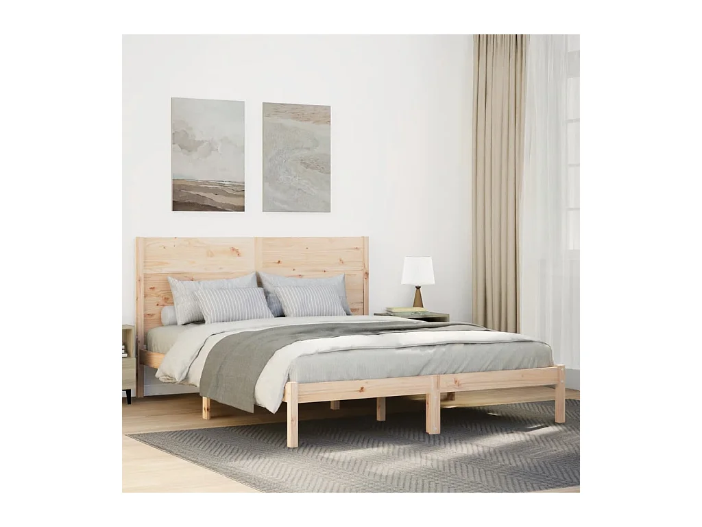Cama extralarga sin colchón madera maciza 160x220 cm