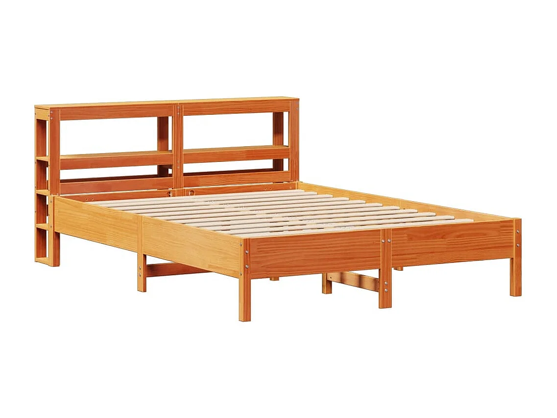 Cadre de lit sans matelas cire marron 140x190cm bois pin massif