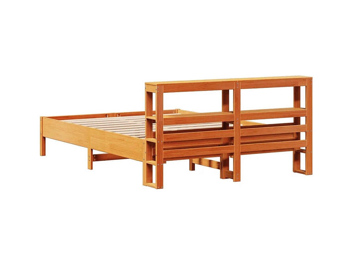 Cadre de lit sans matelas cire marron 140x190cm bois pin massif
