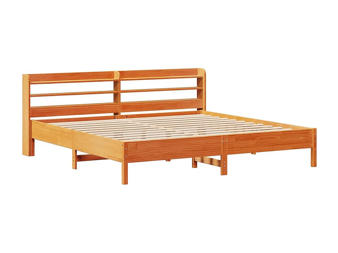 Cadre de lit sans matelas cire marron 200x200cm bois pin massif