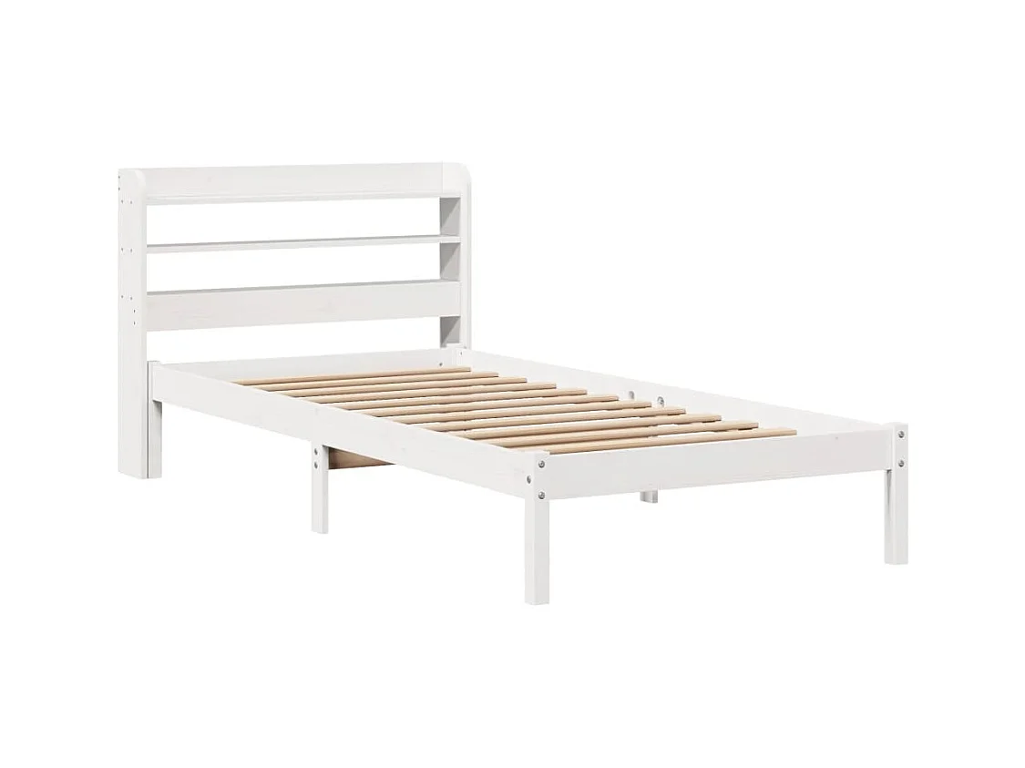 Cadre de lit sans matelas blanc 75x190 cm bois de pin massif