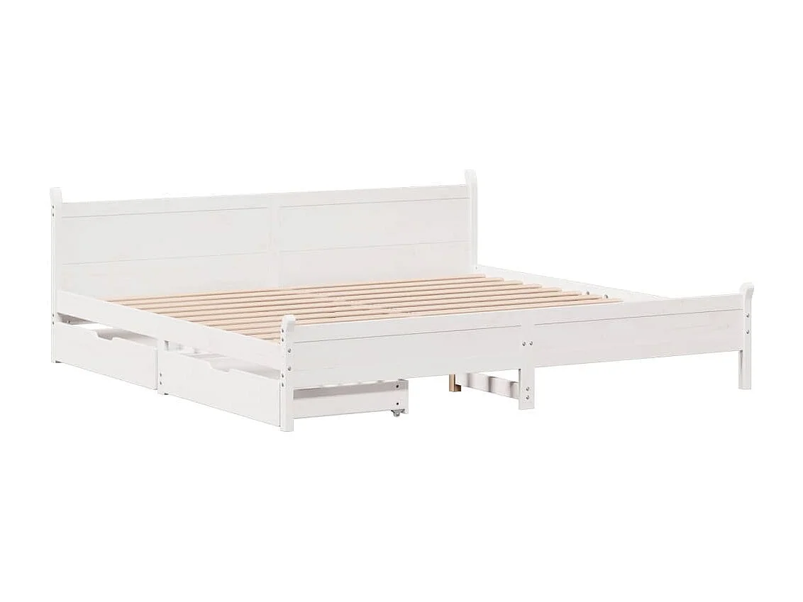 Cadre de lit sans matelas blanc 200x200 cm bois massif de pin