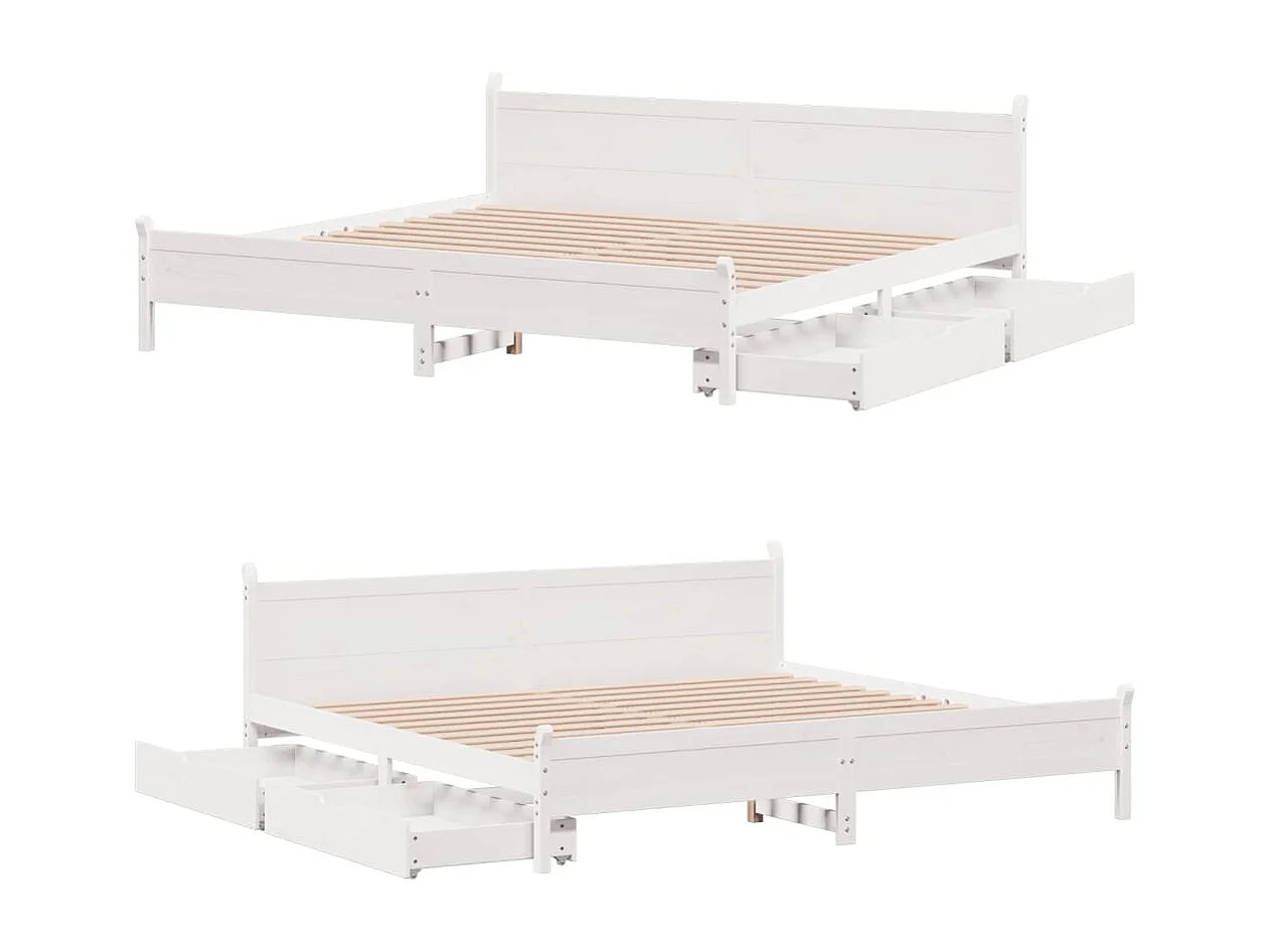 Cadre de lit sans matelas blanc 200x200 cm bois massif de pin