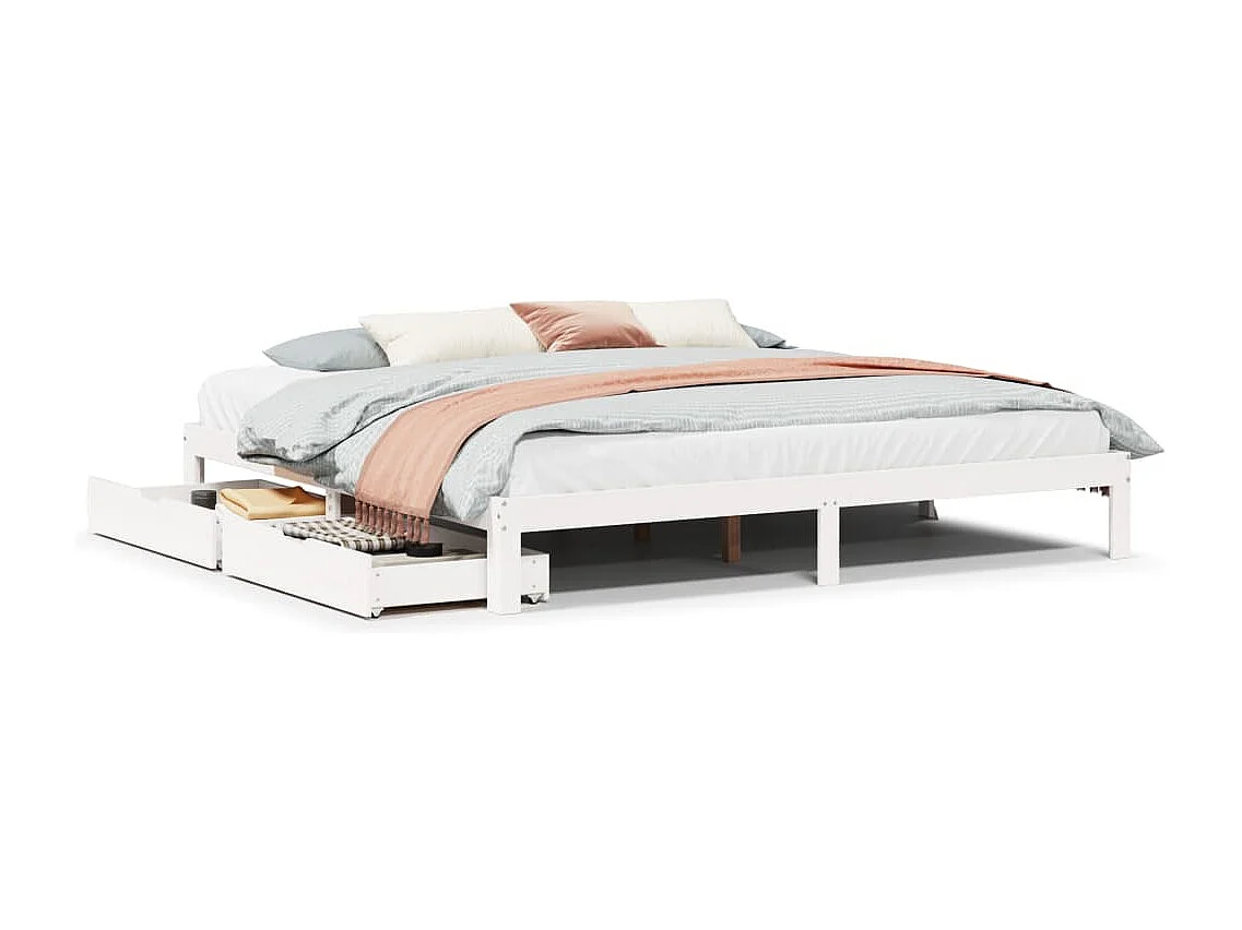 Estructura de cama con cajones madera maciza de pino 200x200 cm