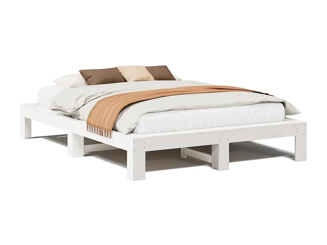 Estructura de cama sin colchón madera de pino blanca 150x200 cm