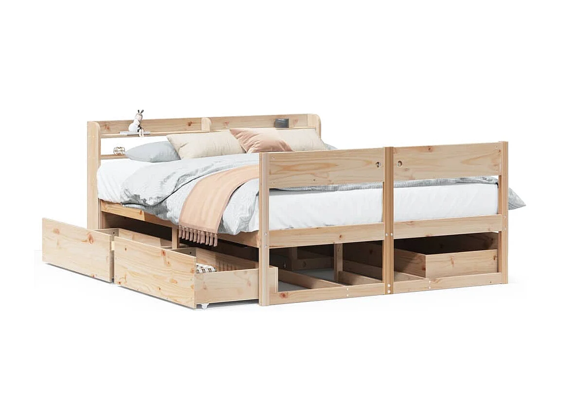 Estructura de cama sin colchón madera maciza de pino 120x190 cm