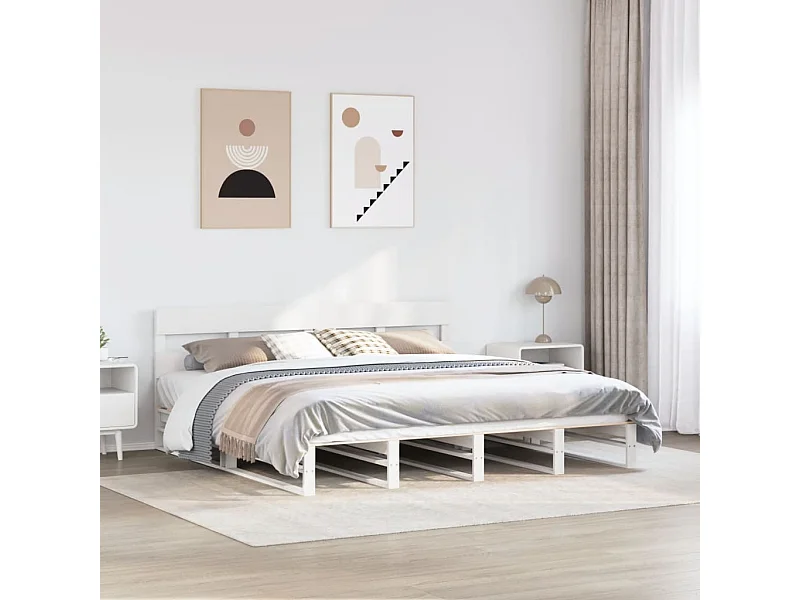 Cama sin colchón madera maciza de pino blanca 180x200 cm