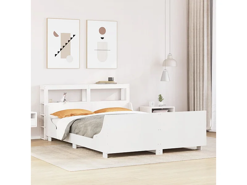 Estructura de cama sin colchón madera maciza blanca 120x190 cm