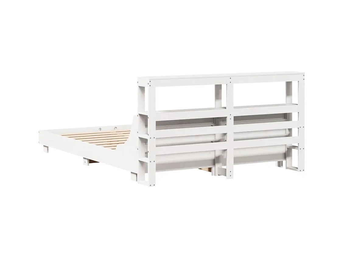 Cadre de lit sans matelas blanc 135x190 cm bois de pin massif